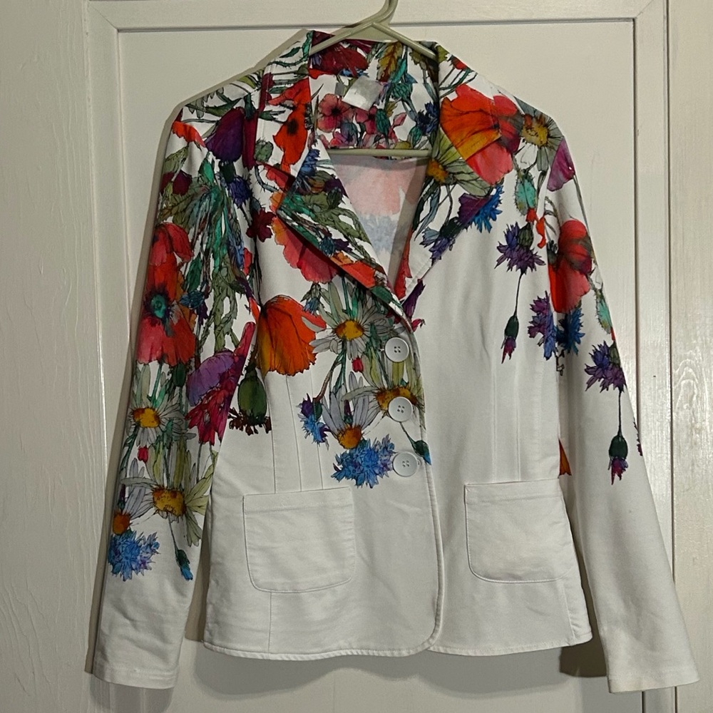 Dolcezza floral blazer jacket women’s size medium with pockets #18144